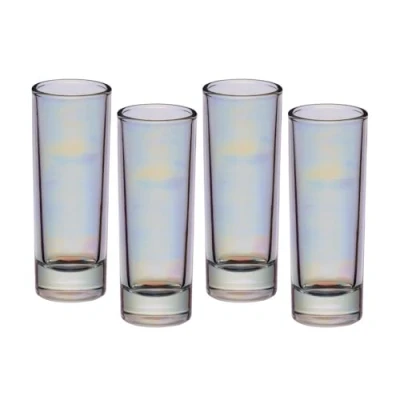 Image of BarCraft BCSGLUST4PC Rainbow Pearl Iridescent Tall Shot Glasses, 60 ml (Set of 4), 3.9 x 10.4 cm