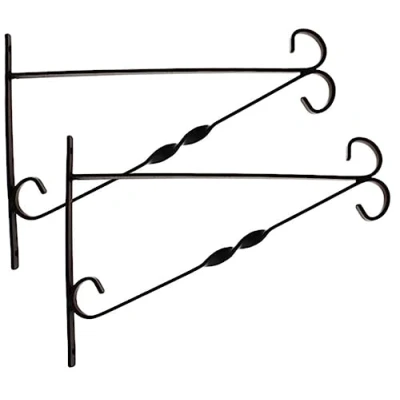 Image of Orbitron Hanging Basket Brackets Metal 12&quot; 14&quot; Strong Outdoor Wall Chain (2x12 Bracket Only)