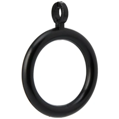 Image of Merriway BH03244 (24 Pcs) Plastic Curtain Drapery Pole Rod Rings with Fixed Eye, Inner Diameter 28mm (1.1/4 inch) Outer 40mm (1.1/2 Black Pack of 24 Pieces