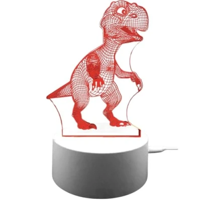 Image of True Face 3D Optical Illusion Night Light, Touch LED Table Desk Lamp 7 Color Changing USB Charger Powered Switch Light for Kids Friends Gift Dinosaur