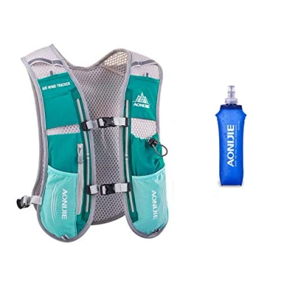 Image of 5L Lightweight Running Backpack Outdoor Sports Trail Racing Marathon Hiking Fitness Bag Hydration Vest Pack for Men Women with 1.5L or 500ML Kettle (Hellblue water bottle, One Size)
