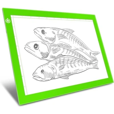 Image of Green A4 Dimmable LED Artcraft Light Box Tracer Slim Pad Portable Tablet, USB Power Cable Copy Drawing Board Tracing Table for Artists Designing, Animation, Sketching, Stenciling X ray Viewing