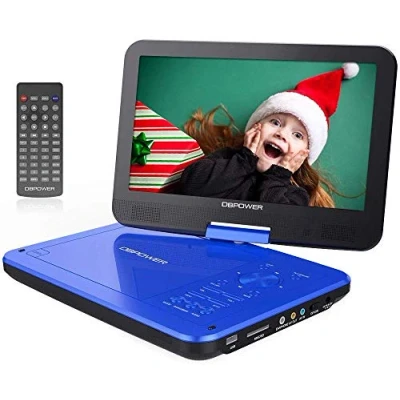 Image of DBPOWER® 10&quot; Portable DVD Player, 5 Hour Rechargeable Battery, Swivel Screen, Supports SD Card and USB, Direct Play in Formats AVI/RMVB/MP3/JPEG (10, Blue)