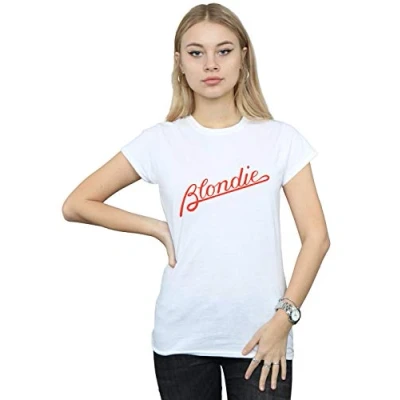 Image of Absolute Cult Blondie Women&#039;s Lines Logo T Shirt White Large