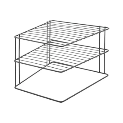 Image of Metaltex Palio Lava corner cabinet insert 2 level 25x25x19cm TouchTherm, black, 3 PIANI