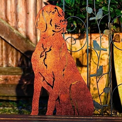 Image of LOGI Vizsla Weimaraner Garden Ornament German Pointer Great Dane Mom Dog Owner Statue Dalmatian Themed Sculpture Door Stop Metal (Natural Oxidised)