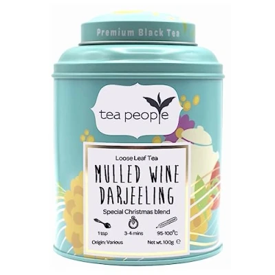 Image of Tea People Mulled Wine Darjeeling, Loose Leaf Black With Spices In A Tin Caddy, 100g
