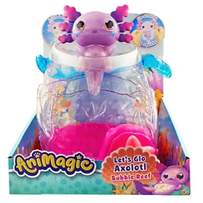 Image of Animagic: Let&#039;s Glo Axolotl Bubble Reef Portable Magic Aquarium Also Includes 1 Interactive Electronic Pets For Kids Aged 4+