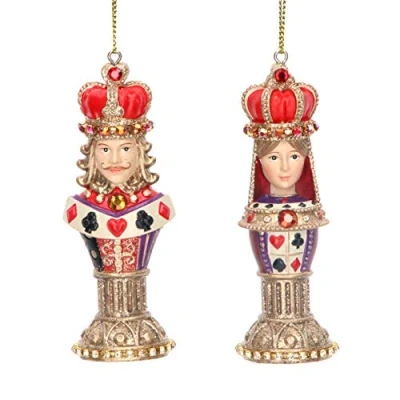 Image of Gisela Graham King &amp; Queen Chess Piece Resin Decoration 8 cm, Set of 2 Assorted
