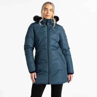 Image of Dare 2b Women&#039;s Water Repellent Striking Iii Mid Length Padded Jacket Orion Grey, Size: 16