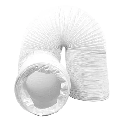 Image of SPARES2GO Air Conditioning Duct Hose PVC Extra Long Flexible Vent Pipe Universal (5&quot; x 10 Metres, 125mm White)