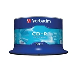 Image of Verbatim 43787 52X 700MB 50Pk CD R Extra Protection Wrap Spindle Matt Silver