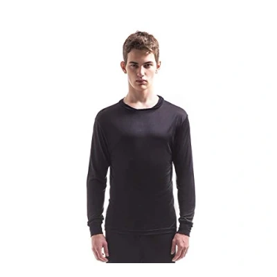 Image of JASMINE Silk Round Neck Pure Thermal Long Sleeves Top Black (Medium)
