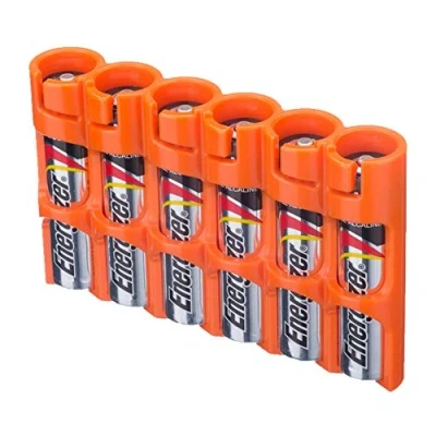Image of Powerpax 6 Pack AAA Battery Caddy (Blaze Orange)