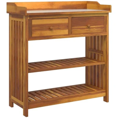 Image of vidaXL Garden Cabinet with Drawer Shelf Storage Brown Solid acacia wood