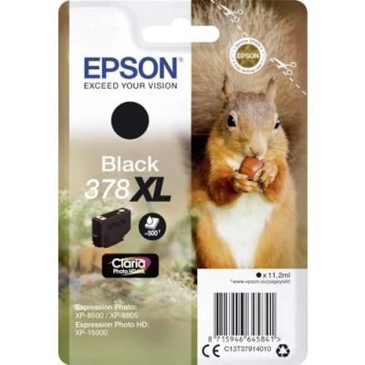 Image of Epson Squirrel Singlepack Black 378XL Claria Photo HD Ink