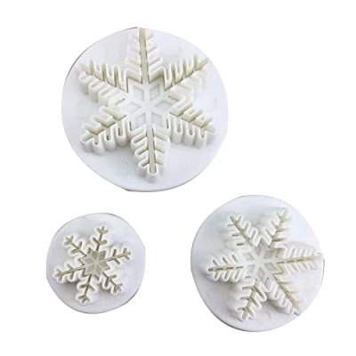 Image of 3pcs Snowflake Baking Mold Kitchen Biscuit Cookie Cutter Pastry Plunger 3D Stamp Die Fondant Cake Decorating Tools