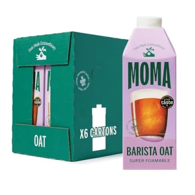 Image of MOMA Barista Oat Drink 750ml x 6 100% Plant Based &amp; Vegan Perfectly Foamable for Coffee Made with British Oats Creamy Taste No Added Sugar Enriched Vitamins