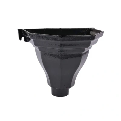 Image of Saint Gobain Classical Cast Iron Downpipe Large Flat Hopper Head 65mm Black Pam Building Products