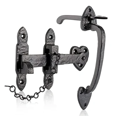 Image of XFORT Smithy&#039;s Range Thumb Gate Latch Black Antique, Traditional Suffolk Latch, Cast Iron Door Suitable for Shed and Doors.