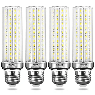 Image of WEDNA E27 LED Corn Light Bulbs, 129 LEDs, 20W (Equivalent to 150W), Cool White 6000K, 2500Lm, 360 Beam Angle, Not Dimmable, 4 Pack