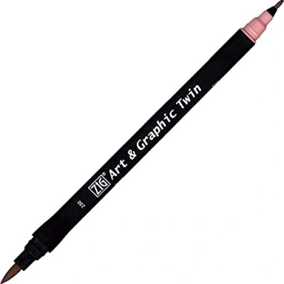 Image of Kuretake ZIG Art and Graphic Twin Tip Brush Marker Pen 230 Pale Mauve