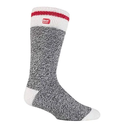 Image of HEAT HOLDERS Mens New Patterned Warm Winter Striped Twist Thermal Socks in 10 colours, size 6 11 UK 39 45 Eur (Grey Block Twist)