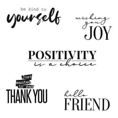 Image of Sizzix Clear Stamps 5PK Sunnyside Sentiments #8 by Pete Hughes 665410 Chapter 3 2022, Multicolor, One Size