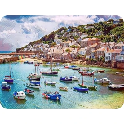 Image of Pearl Glass Cornish Harbour Worktop Saver/Protector (Textured Chinchilla Glass, 40 x 30cm Medium)
