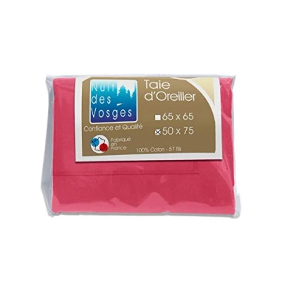 Image of Nuit des Vosges Cotoval Plain Cotton Pillowcase, Cotton, raspberry, 50x75