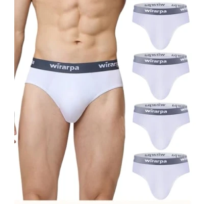 Image of wirarpa Men&#039;s Underwear Briefs Modal Underpants Soft Wide Waistband Basic No Fly 4 Pack White X Large
