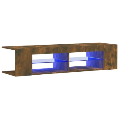 Image of vidaXL TV Cabinet with LED Lights Smoked Oak 135x39x30 cm