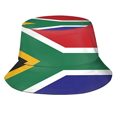 Image of 736 Summer Beach Sun Hat Flag of South Africa Cap Warm Travel Bucket Fluffy for Hunt, Hiking, Fishing, 656