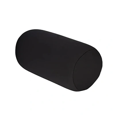 Image of Fdit Round Cervical Roll Micro Mini Microbead Back Cushion Throw Pillow Travel Home Sleep Neck Support Comfortable(black)