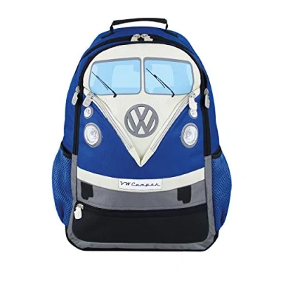 Image of BRISA VW Collection Volkswagen Hiking Laptop University Backpack in T1 Bus Campervan Design (30 L/7.9 gal/Large/Blue)