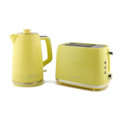 Image of Hamilton Beach Miami Breakfast Jug Kettle &amp; 2 Slice Toaster Bundle Banana Split, Yellow