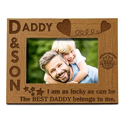 Image of ukgiftstoreonline Daddy and Son Wooden Photo Frame Gift (4 x 6 Inch)