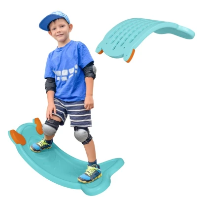 Image of AIYAPLAY Balance Board Kids, Wobble Kids Seesaw Rock, Toddler Curved for Training &amp; Sensory Play, Light Blue