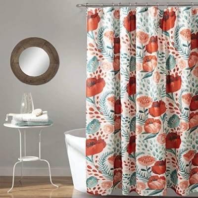 Image of Lush Decor, Multi Poppy Garden Shower Curtain, 72&quot; x 72&quot;, 72