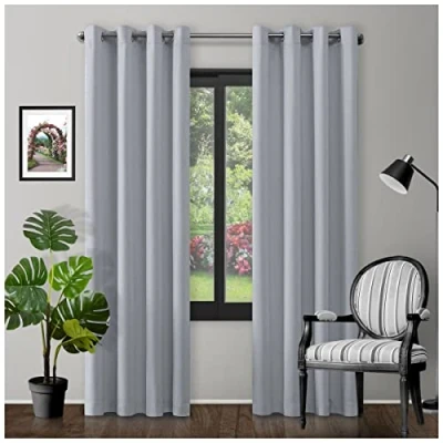 Image of GC GAVENO CAVAILIA Thermal Insulated Blackout Ring Top Eyelet Curtains Premium Energy Efficient Drapes Light Blocking &amp; Room Darkening For Bedroom Living Silver 66X72 Inch