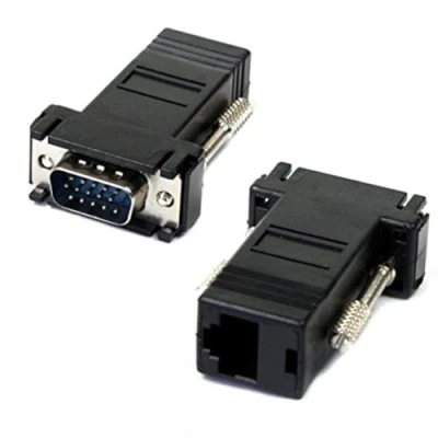 Image of JSER 2pcs VGA Extension Cable Male to LAN Cat5 Cat5e RJ45 Ethernet Female