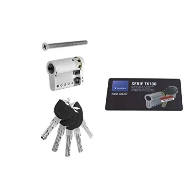 Image of TESA Assa Abloy MK153010N Cylinder TK100 Profile Euro Medium 30X10, cam R13, Finish. 5 Keys TK1 V2 EU E13 NME E12, Nickel Plated, 30 x 10 mm
