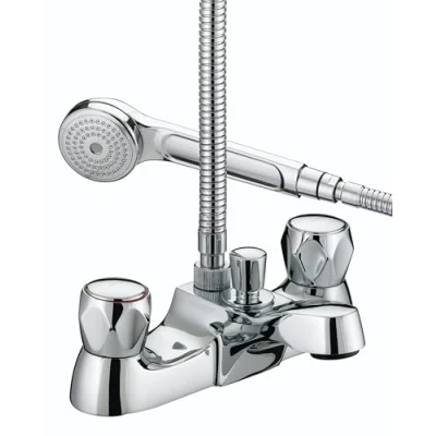 Image of Bristan VAC LBSM C MT Club Luxury Bath Shower Mixer with Metal Heads Chrome Plated