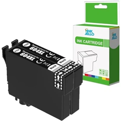 Image of Inkjello 604XL Ink Cartridge For Use in Epson XP 2200 2205 3200 3205 4200 4205 WorkForce WF 2910DWF 2930DWF 2935DWF 2950DWF Black (2 Pack)