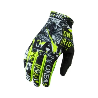 Image of O&#039;Neal Cycling &amp; Motocross Gloves MX MTB DH FR Downhill Freeride Durable, Flexible Materials, Ventilated Hand Top Matrix Glove Attack Unisex Black Neon Yellow Size XL