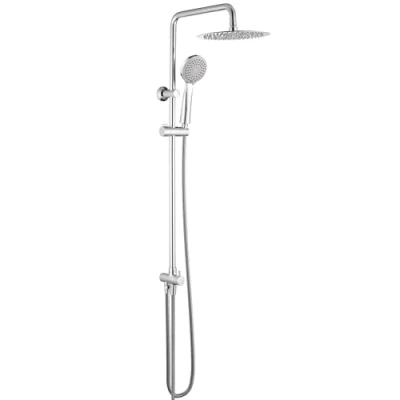 Image of GRIFEMA COLUMNAS G7005 Modern Chrome Shower Riser Rail Mixer, Round Bathroom Tap System with Stainless Hose Pipe, Head and ABS Handheld Shower, 1/2 Inch
