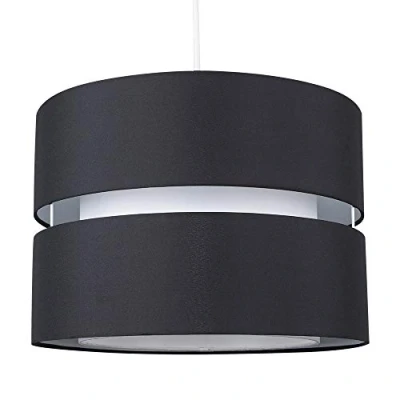 Image of MiniSun Modern Large 2 Tier Black &amp; White Cylinder Ceiling Pendant Light Shade Complete with a 10w LED GLS Bulb [3000K Warm White]