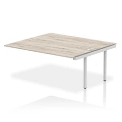 Image of Impulse Bench B2B Ext Kit 1800 Silver Frame Office Desk Grey Oak