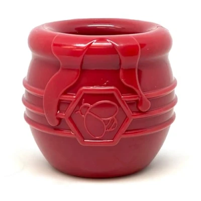 Image of SodaPup Honey Pot Durable Dog Treat Dispenser &amp; Enrichment Toy Made in USA from Non Toxic, Pet Safe, Food Safe Natural Rubber Material for Mental Stimulation, Problem Chewing, Calming Nerves, More