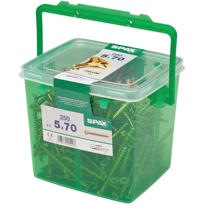 Image of SPAX Pozi Screws YELLOX Csk Full Thread 5.0 x 70mm Tub 250